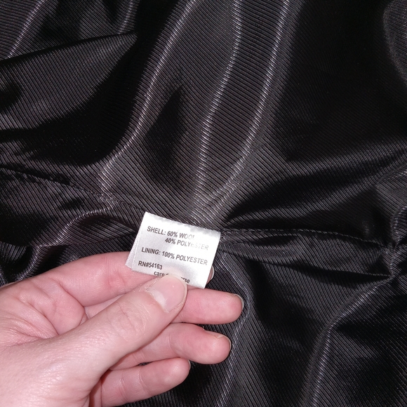 Calvin Klein Double Breasted Peacoat Womens Size 6 Black Wool Blend Long Sleeve - Picture 12 of 13